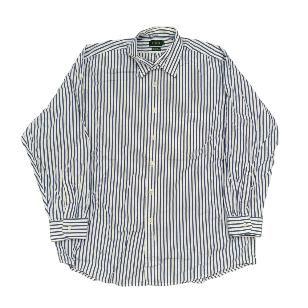 J.Crew Mens Blue White Striped Long Sleeve Button Down Shirt 16.5 33 Cotton